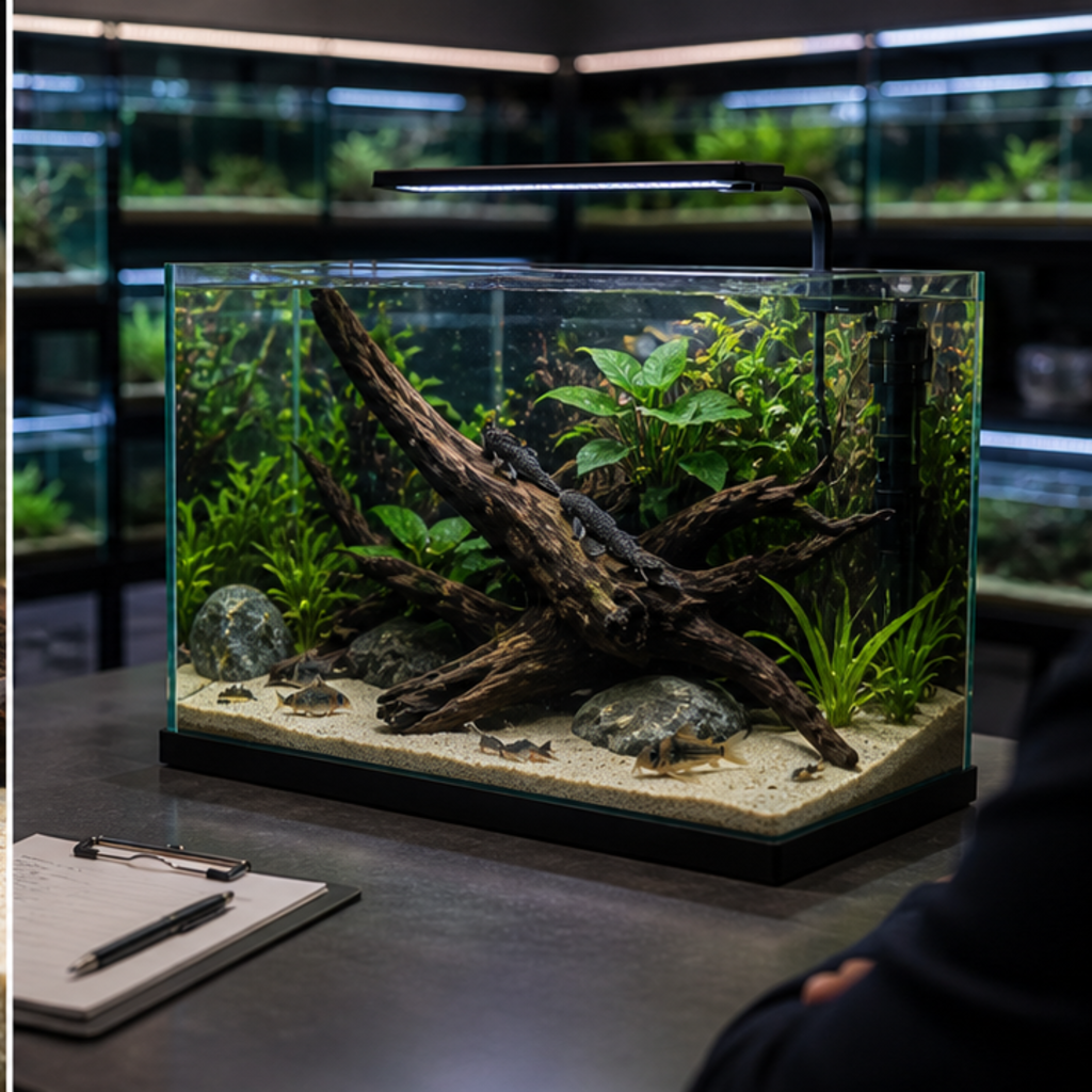 Bottom-dwelling catfish and plecos for a UAE community aquarium