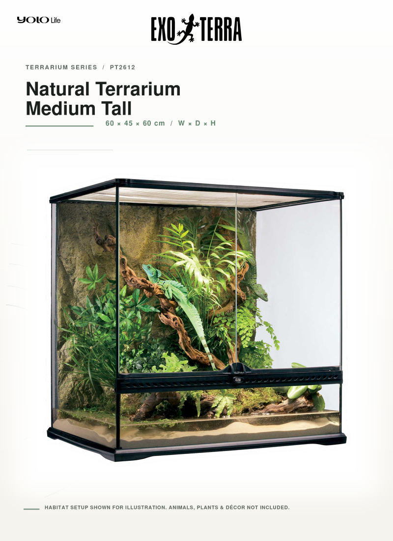 Exo Terra Natural Terrarium (Medium/Tall) 60x45x60 cm, Reptile Habitat