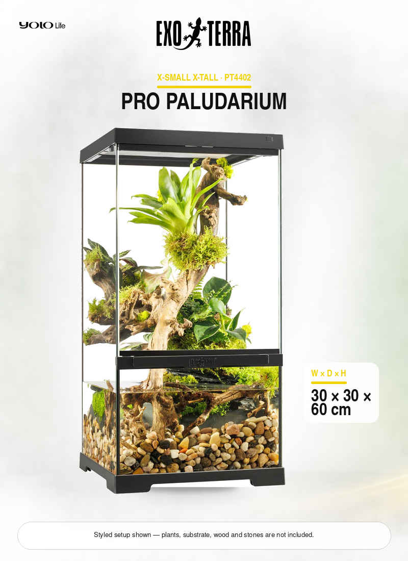 Exo Terra Pro Paludarium (X-Small X-Tall), 30 x 30 x 60 cm, Terrarium