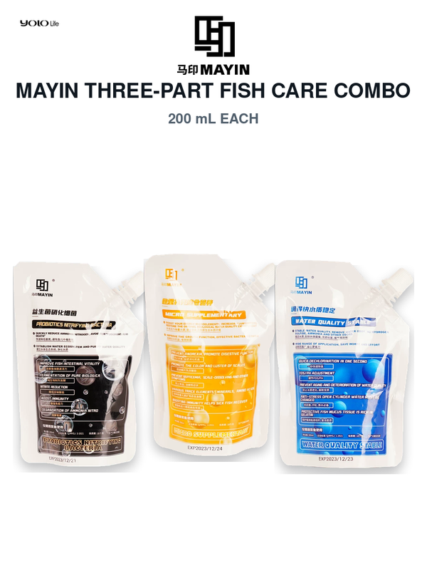 MAYIN Aquarium Water Care Set – 3 × 200 mL (Approx. 6.8 fl oz Each)