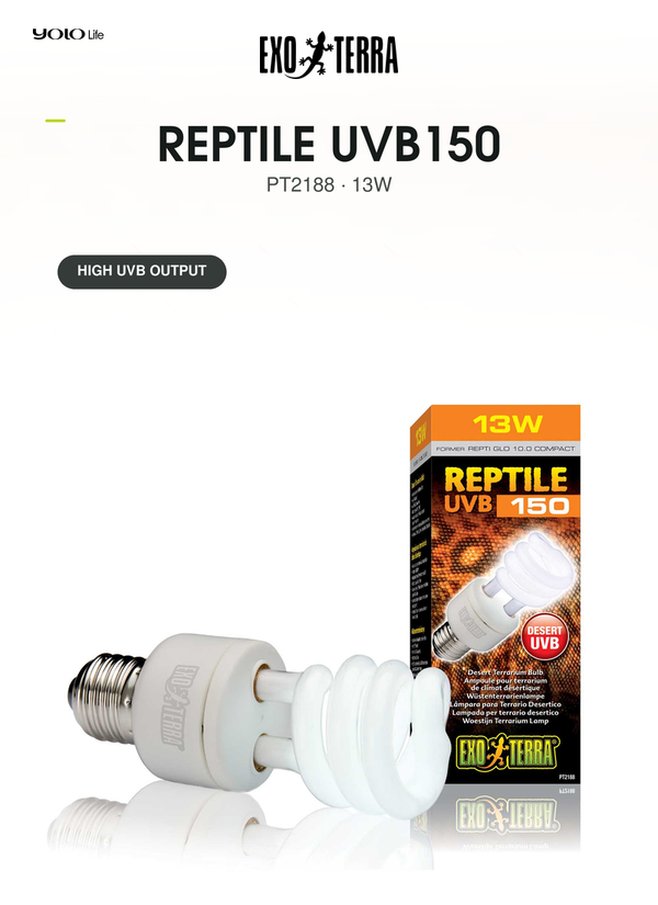 Exo Terra Reptile UVB 150 Desert 13W, Bulb, Lamp, for Reptiles, Tanks, Pets