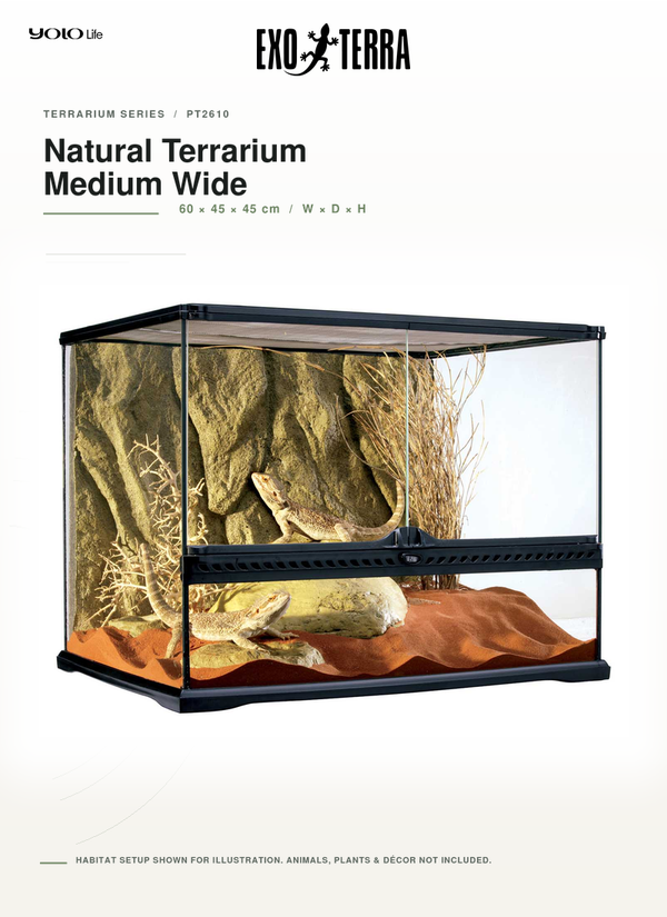Exo Terra Natural Terrarium Medium/Wide 60x45x45cm, for Reptiles, Pets