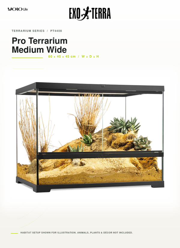 Exo Terra Pro Terrarium (Medium Wide) 60 x 45 x 45 cm, Tank for Pets