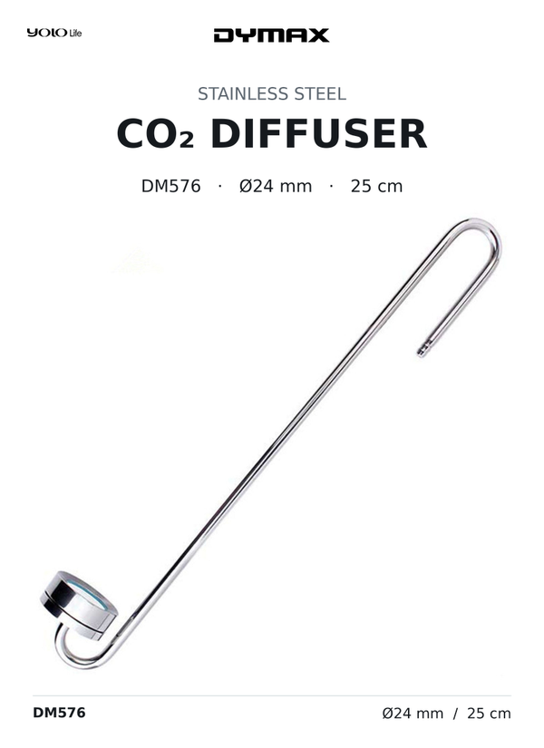 Dymax Stainless Steel CO2 Diffuser 250 mm, 24 mm Diameter