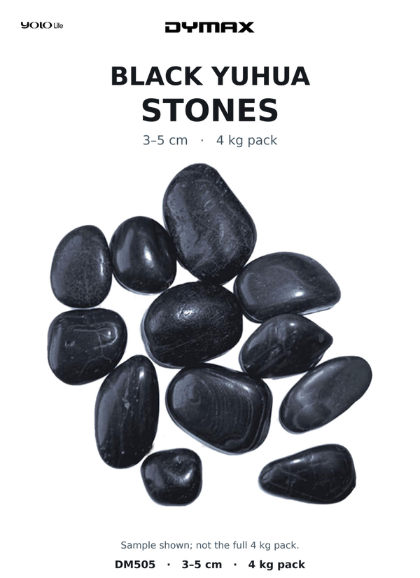 Dymax Black Yuhua Aquarium Stones 30–50 mm, 4 kg