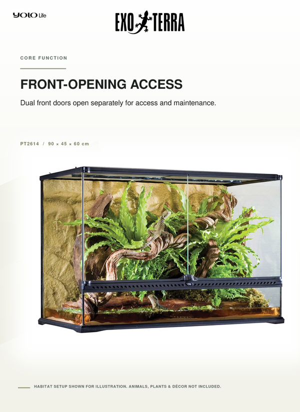 Exo Terra Tall Terrarium Large (90x45x60cm), Habitat for Reptiles