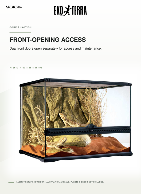 Exo Terra Natural Terrarium Medium/Wide 60x45x45cm, for Reptiles, Pets