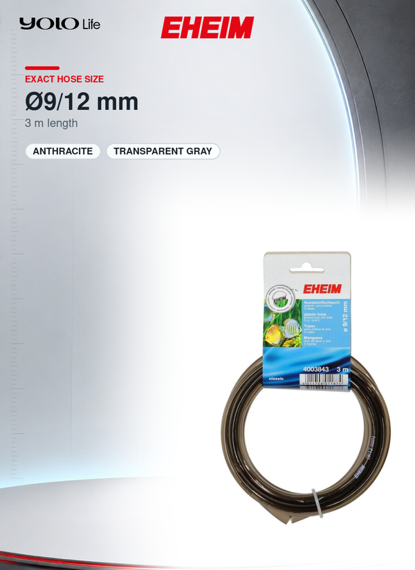 EHEIM Grey Aquarium Hose 9/12 mm, 3000 mm Length