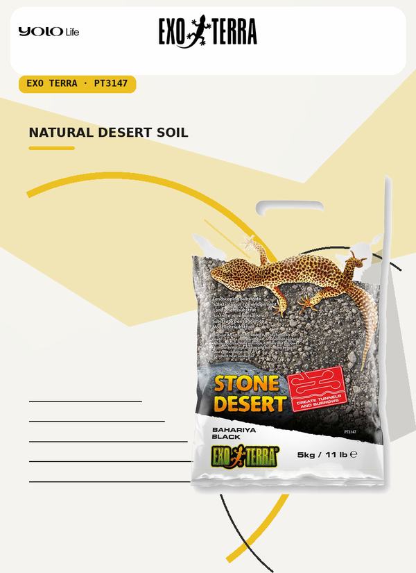 Exo Terra Stone Desert Bahariya Black 11 lb (5 kg), Terrarium Soil