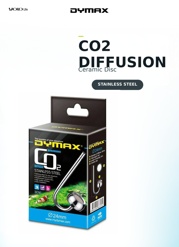 Dymax Stainless Steel CO2 Diffuser 80 mm, 24 mm Diameter