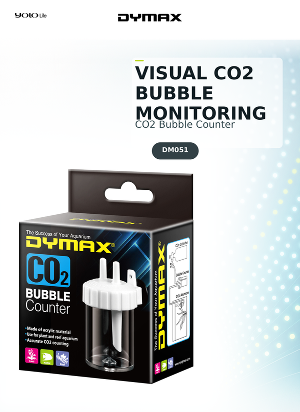 Dymax CO2 Bubble Counter, Flow Tool, CO2 Unit, for Planted, Reef, Tank