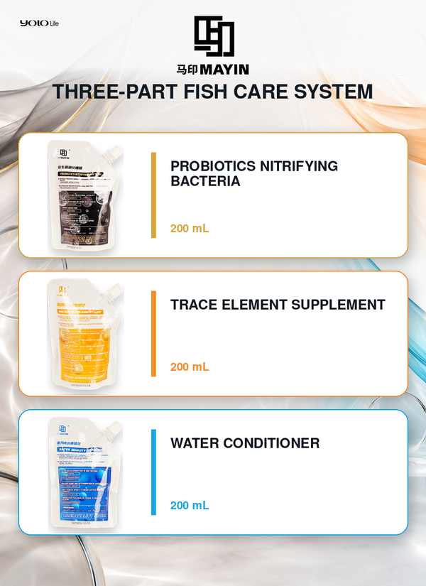 MAYIN Aquarium Water Care Set – 3 × 200 mL (Approx. 6.8 fl oz Each)