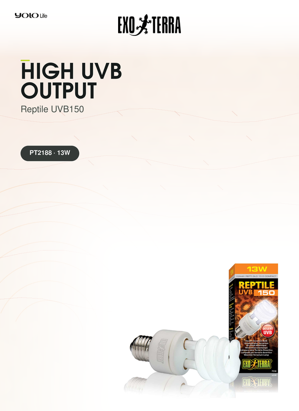 Exo Terra Reptile UVB 150 Desert 13W, Bulb, Lamp, for Reptiles, Tanks, Pets