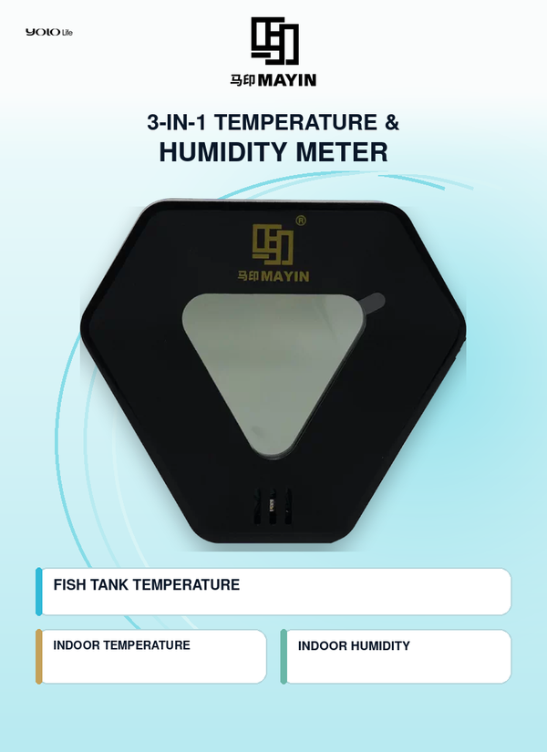 Mayin Aquarium Thermometer, High-Precision LED Digital Water Temperature Tester / Mayin Fish Tank Thermo-Hygrometer