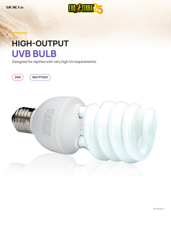 Exo Terra UVB 200, 25W Reptile Bulb, UV Light for Desert, Tanks, Pets