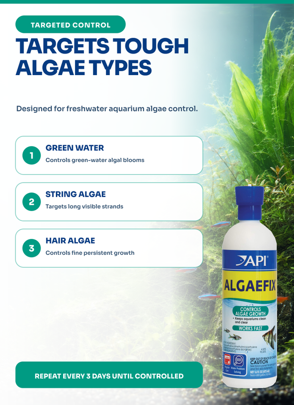 API Algaefix 16 oz, Algae Control, Algaecide, for Fish, Plants, Tanks