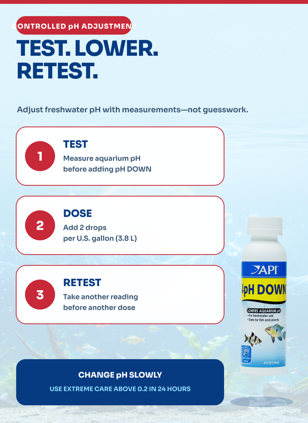 API pH Down 4 oz, Aquarium Water pH Adjuster, for Fish, Plants, Tanks