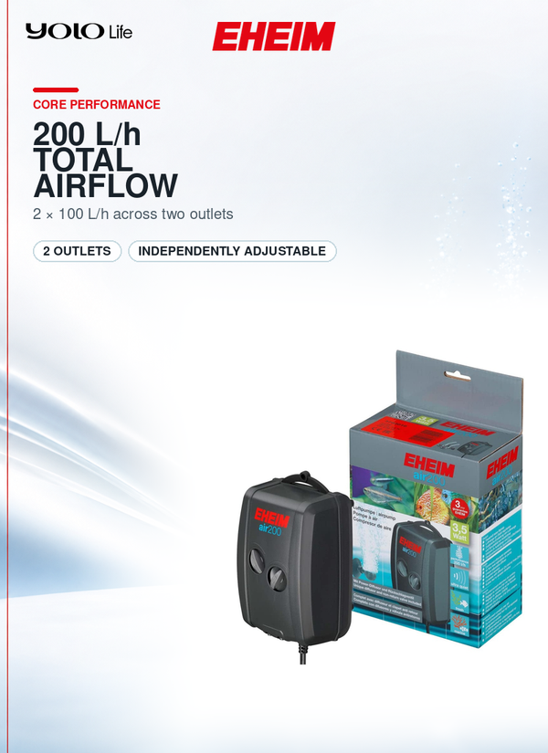 EHEIM air200 Aquarium Air Pump, 200 L/h