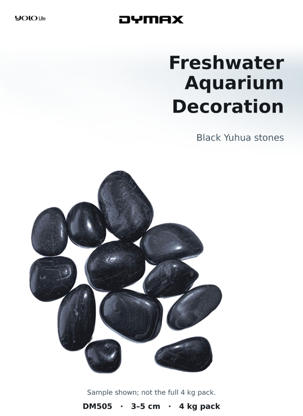 Dymax Black Yuhua Aquarium Stones 30–50 mm, 4 kg
