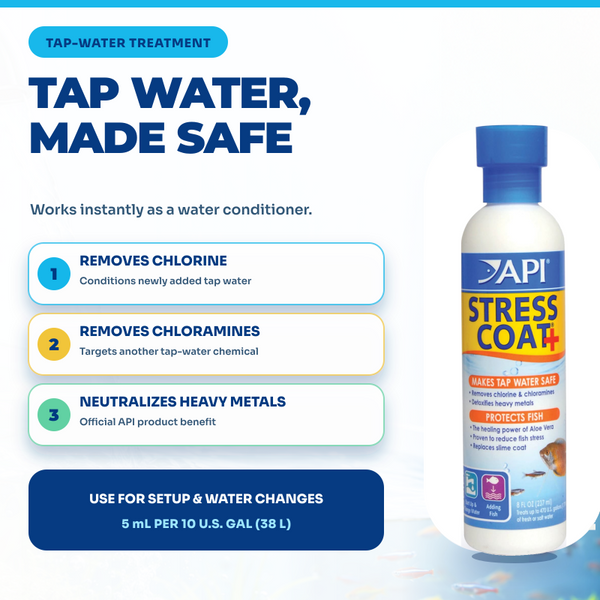 API Stress Coat 8 oz, Water Conditioner, Treatment, Additive, for Fish