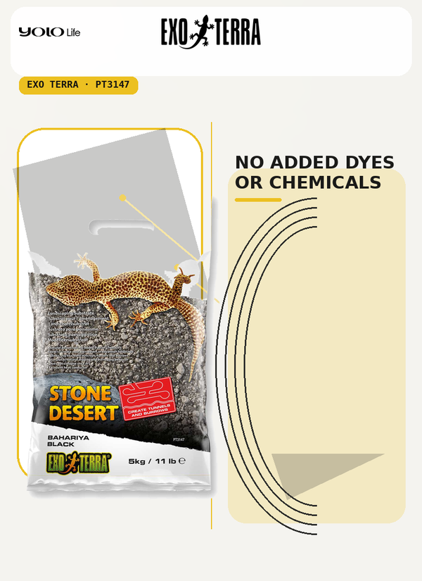 Exo Terra Stone Desert Bahariya Black 11 lb (5 kg), Terrarium Soil