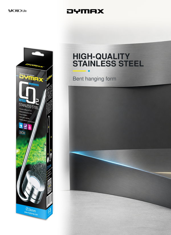 Dymax Stainless Steel CO2 Diffuser 200 mm, 24 mm Diameter