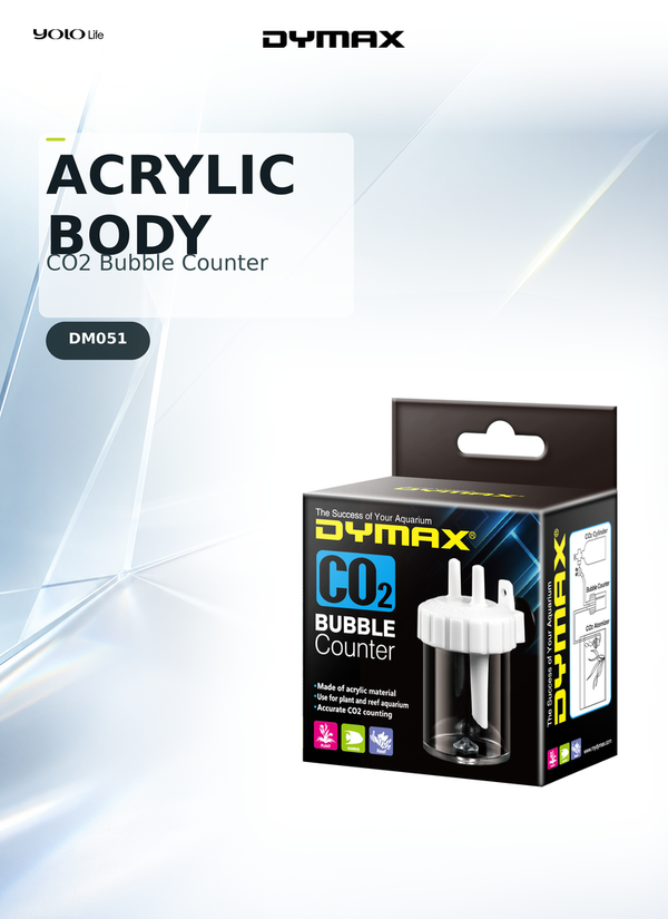 Dymax CO2 Bubble Counter, Flow Tool, CO2 Unit, for Planted, Reef, Tank