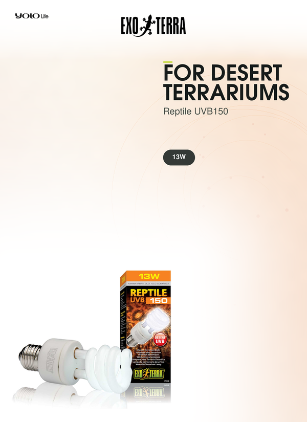Exo Terra Reptile UVB 150 Desert 13W, Bulb, Lamp, for Reptiles, Tanks, Pets