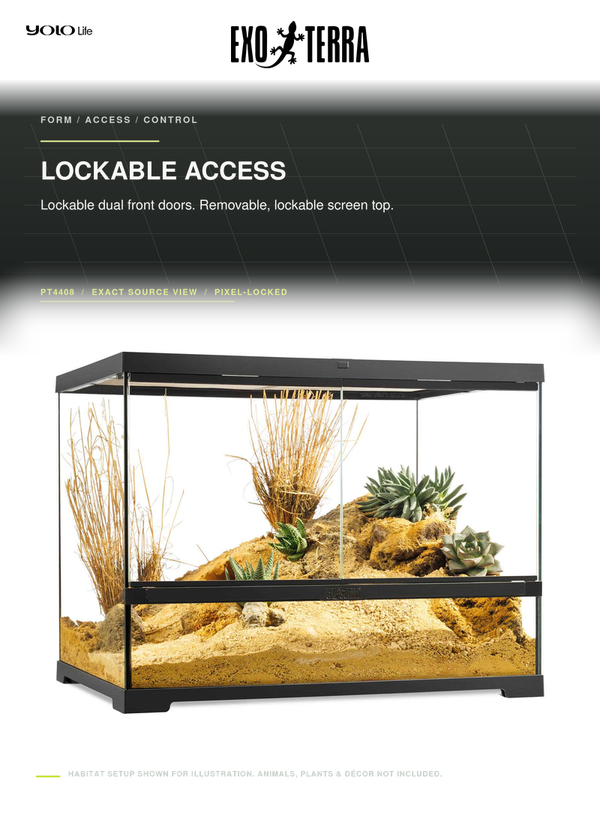 Exo Terra Pro Terrarium (Medium Wide) 60 x 45 x 45 cm, Tank for Pets