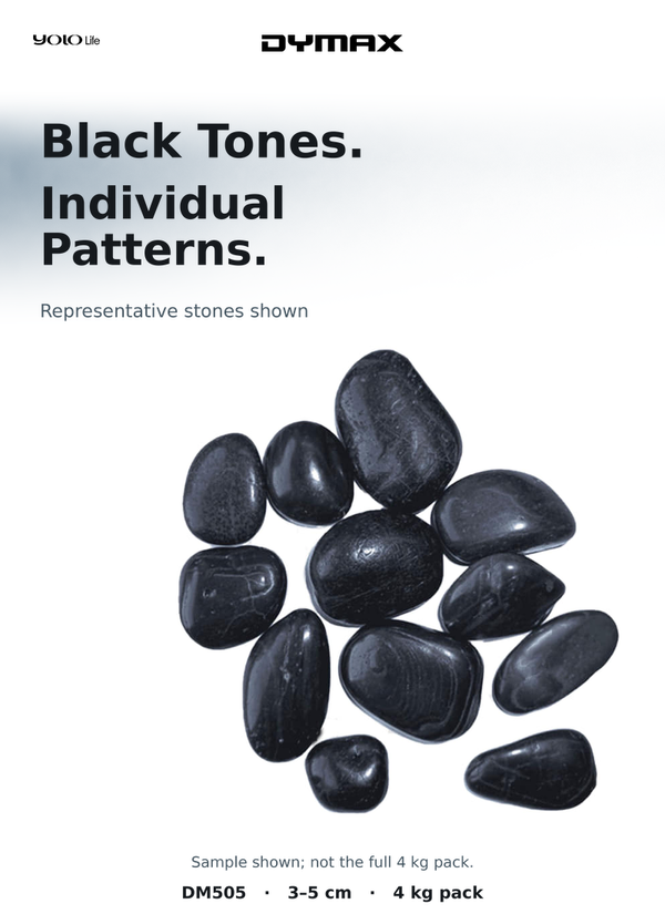 Dymax Black Yuhua Aquarium Stones 30–50 mm, 4 kg