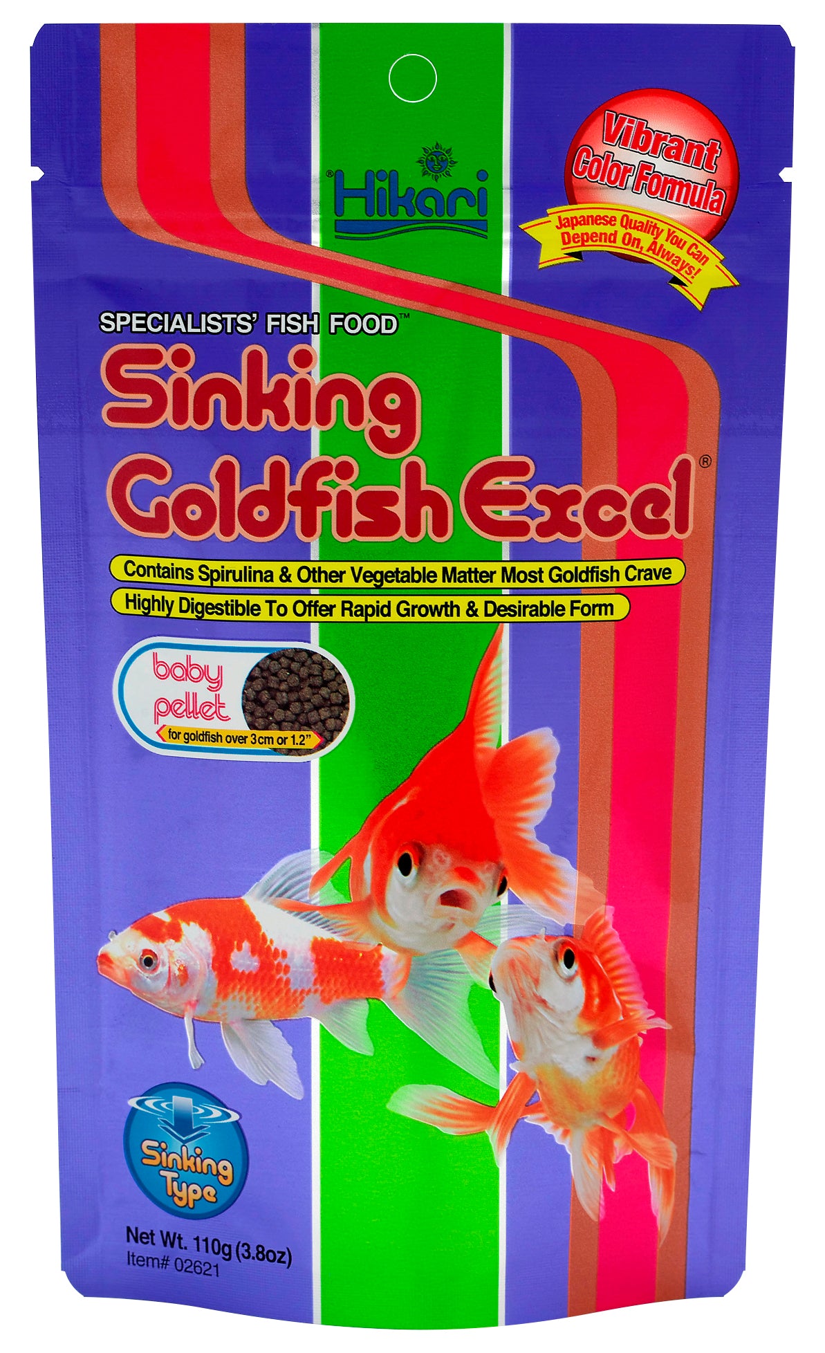 Hikari Sinking Goldfish Excel Baby Pellet 110g, Daily Diet Fish Food, Sinking Goldfish Feed, for Rapid Growth, Radiant Coloration, Healthy Nutrition