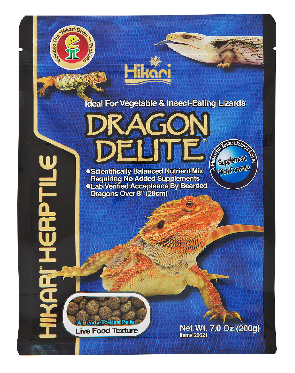 Hikari Herptile Dragon Delite Lizard Food 200g, Probiotic-Enhanced Reptile Diet Pellets, Balanced Pet Food, for Bearded Dragons, Lizards, Feeding