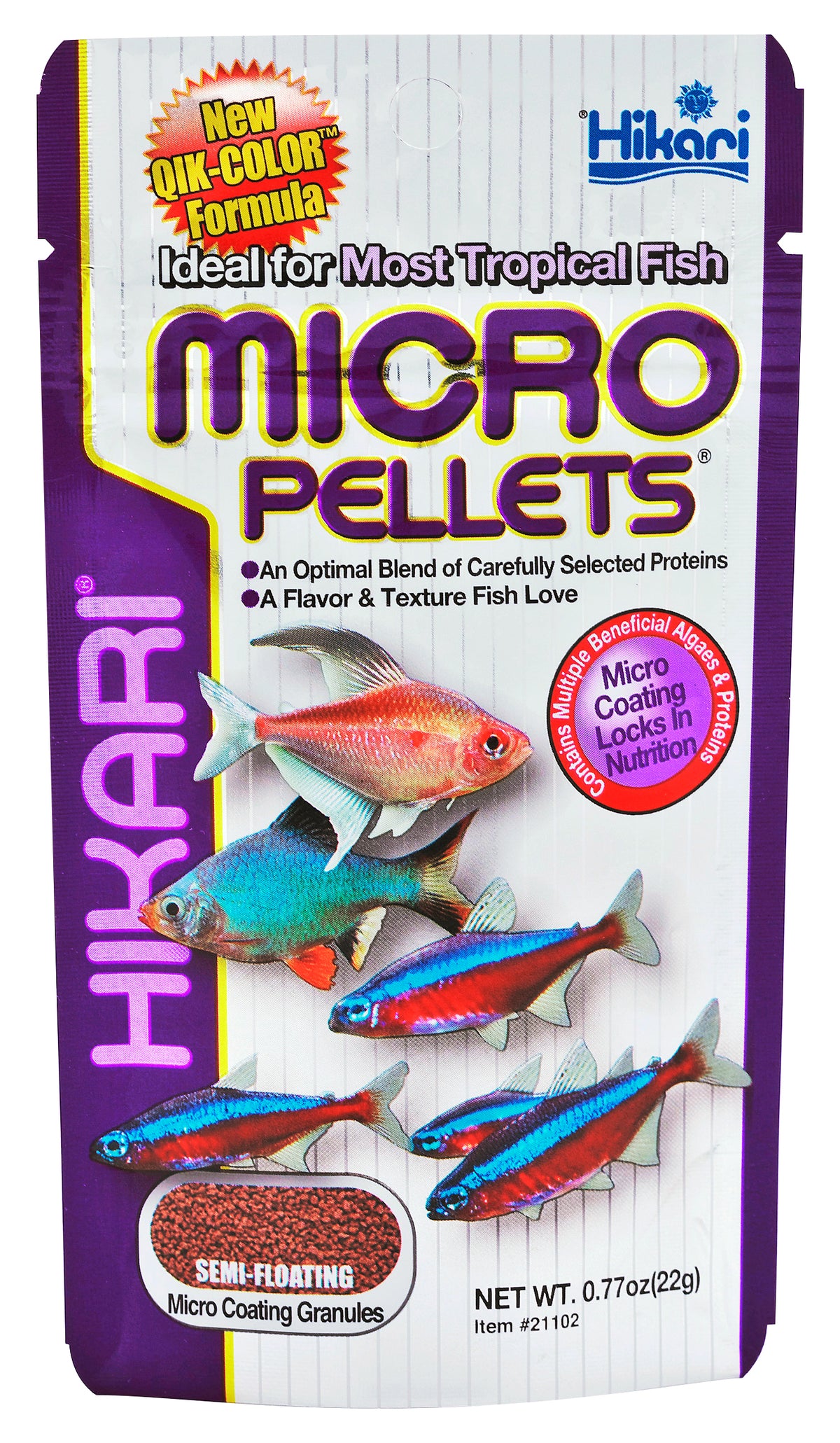 Hikari Tropical Micro Pellets Fish Food 22g, Semi-Floating Daily Diet Granules, Multi-Protein Formula, for Tetras, Barbs, Small-Mouthed Tropical Fish