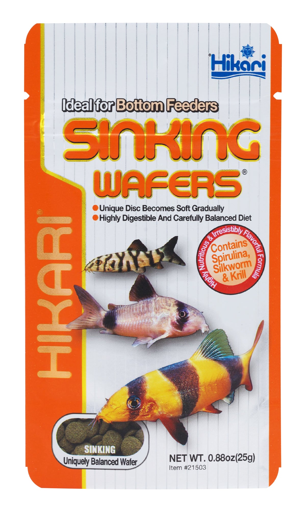 Hikari Tropical Sinking Wafers Fish Food 25g, Daily Diet Bottom Feeding Aquarium Pellets, Premium Fish Nutrition Formula, for Catfish, Loaches