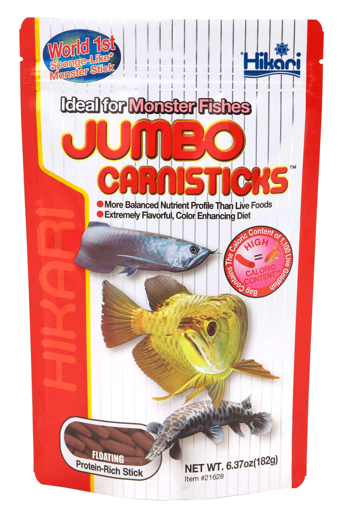 Hikari Jumbo Carnisticks Floating Fish Food 182g, Floating Diet, Color-Enhancing Carnivore Pellets, Aquatic Feed for Arowana, Monster Fish, Carnivores