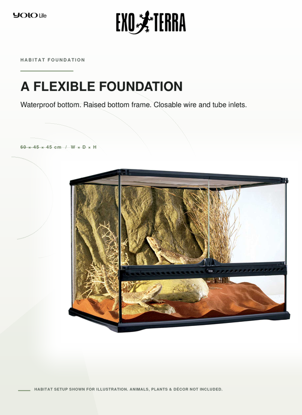 Exo Terra Natural Terrarium Medium/Wide 60x45x45cm, for Reptiles, Pets
