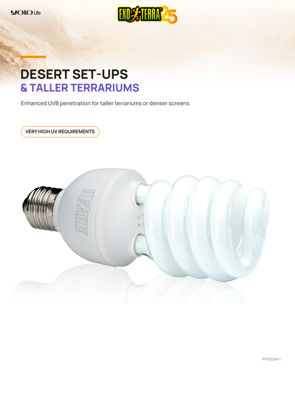 Exo Terra UVB 200, 25W Reptile Bulb, UV Light for Desert, Tanks, Pets