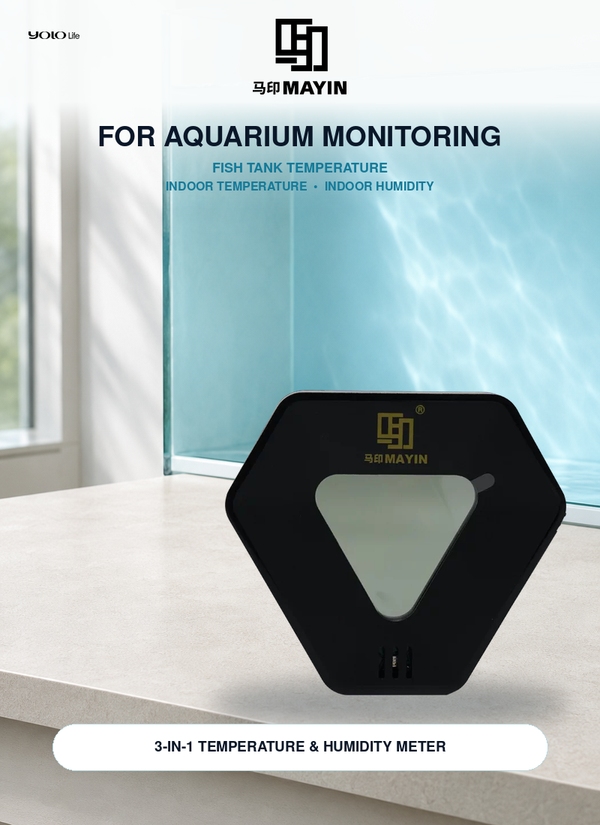 Mayin Aquarium Thermometer, High-Precision LED Digital Water Temperature Tester / Mayin Fish Tank Thermo-Hygrometer