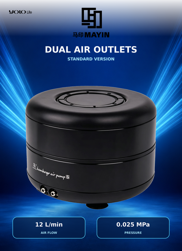 MAYIN Hamburger Air Pump S – Dual Outlet, 12 L/min