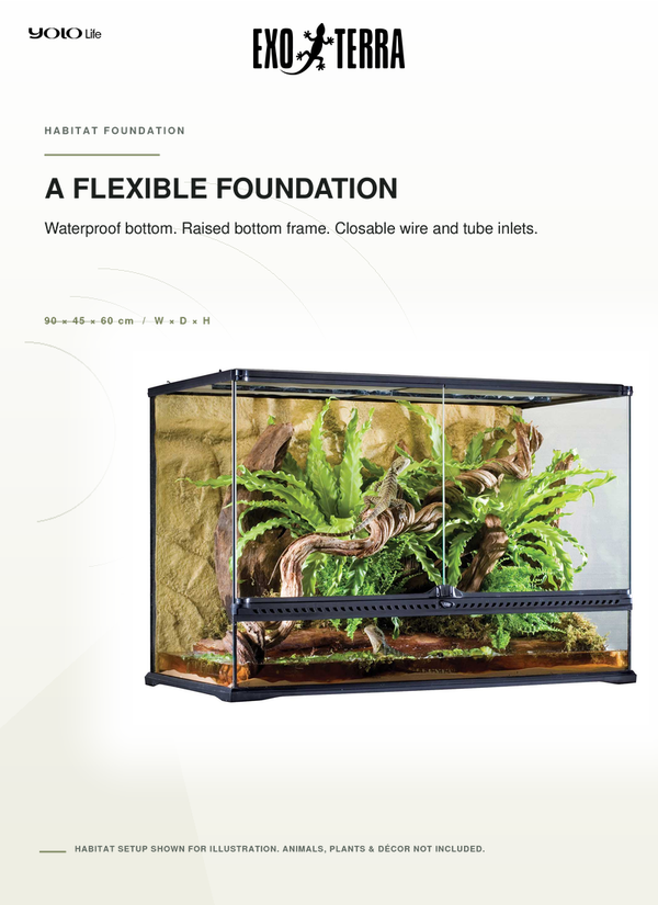 Exo Terra Tall Terrarium Large (90x45x60cm), Habitat for Reptiles