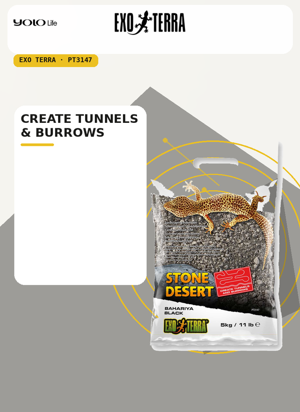 Exo Terra Stone Desert Bahariya Black 11 lb (5 kg), Terrarium Soil