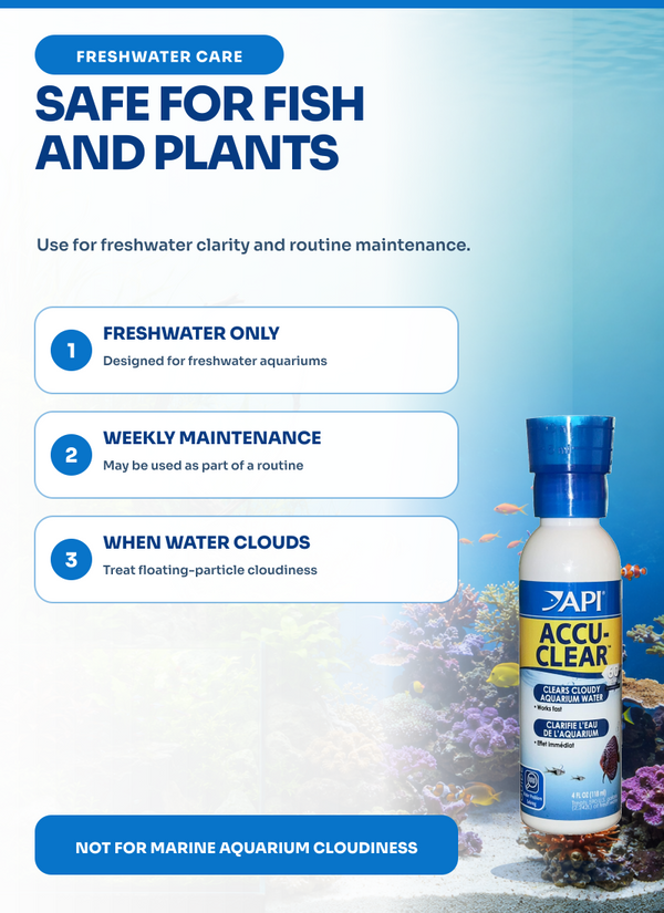 API Accu-Clear 4 oz, Water Clarifier for Aquarium, Crystal Clear