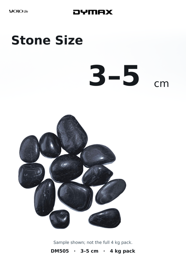 Dymax Black Yuhua Aquarium Stones 30–50 mm, 4 kg