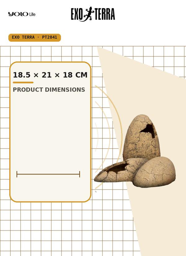 Exo Terra Dinosaur Eggs Fossil Hide Out, Terrarium Decor, for Reptiles