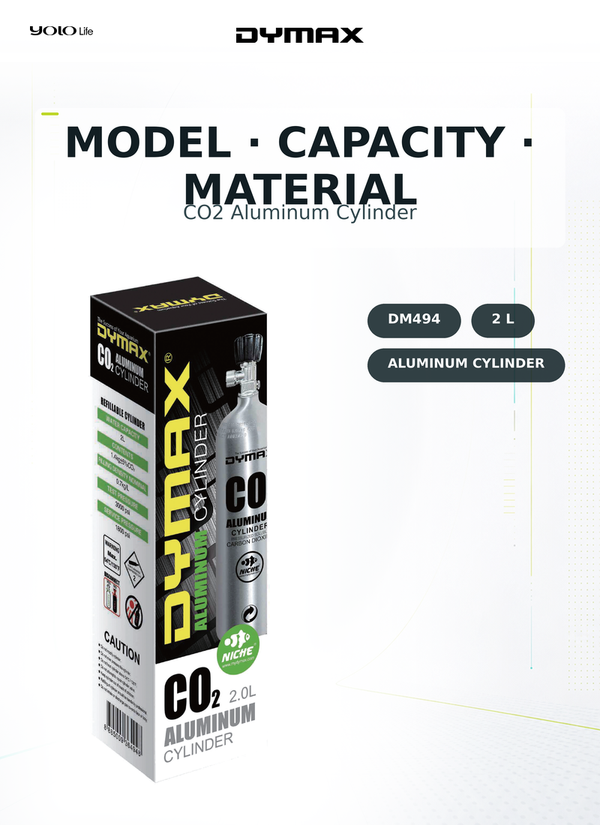 Dymax CO2 Aluminium Cylinder 2 L, Empty