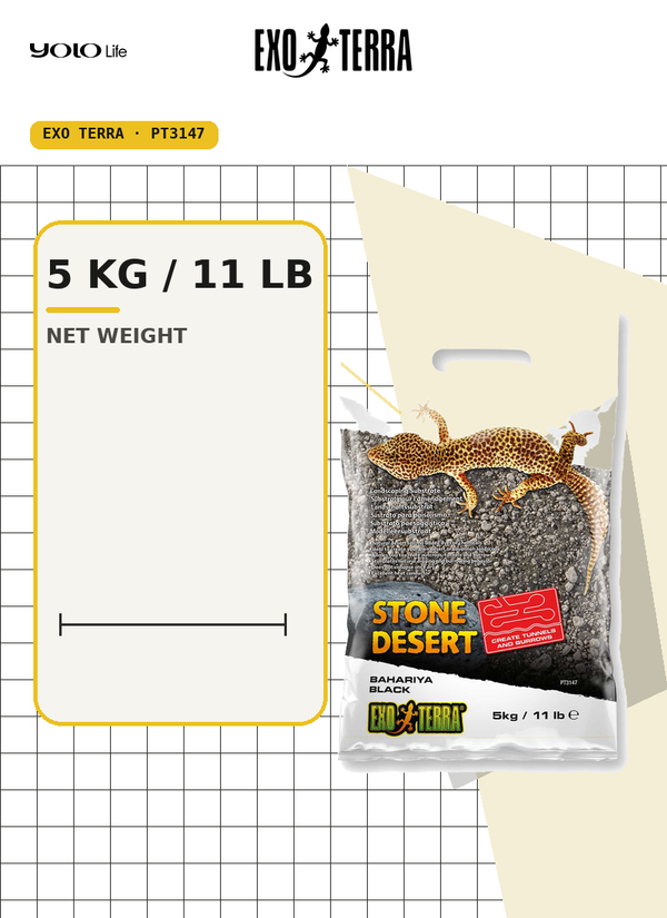 Exo Terra Stone Desert Bahariya Black 11 lb (5 kg), Terrarium Soil