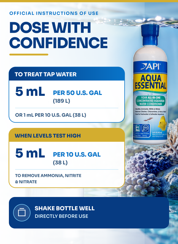 API Aqua Essential (16 oz), Water Conditioner, for Fish, Plants, Tanks
