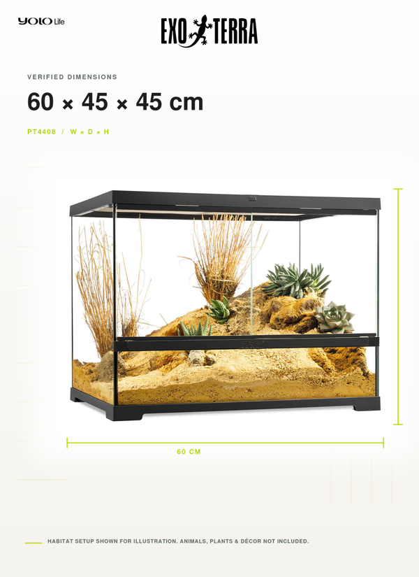 Exo Terra Pro Terrarium (Medium Wide) 60 x 45 x 45 cm, Tank for Pets