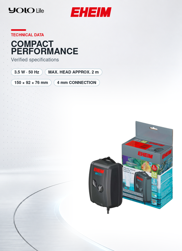 EHEIM air200 Aquarium Air Pump, 200 L/h