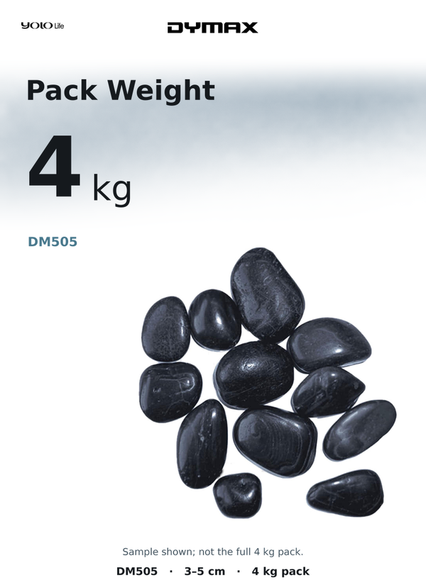 Dymax Black Yuhua Aquarium Stones 30–50 mm, 4 kg
